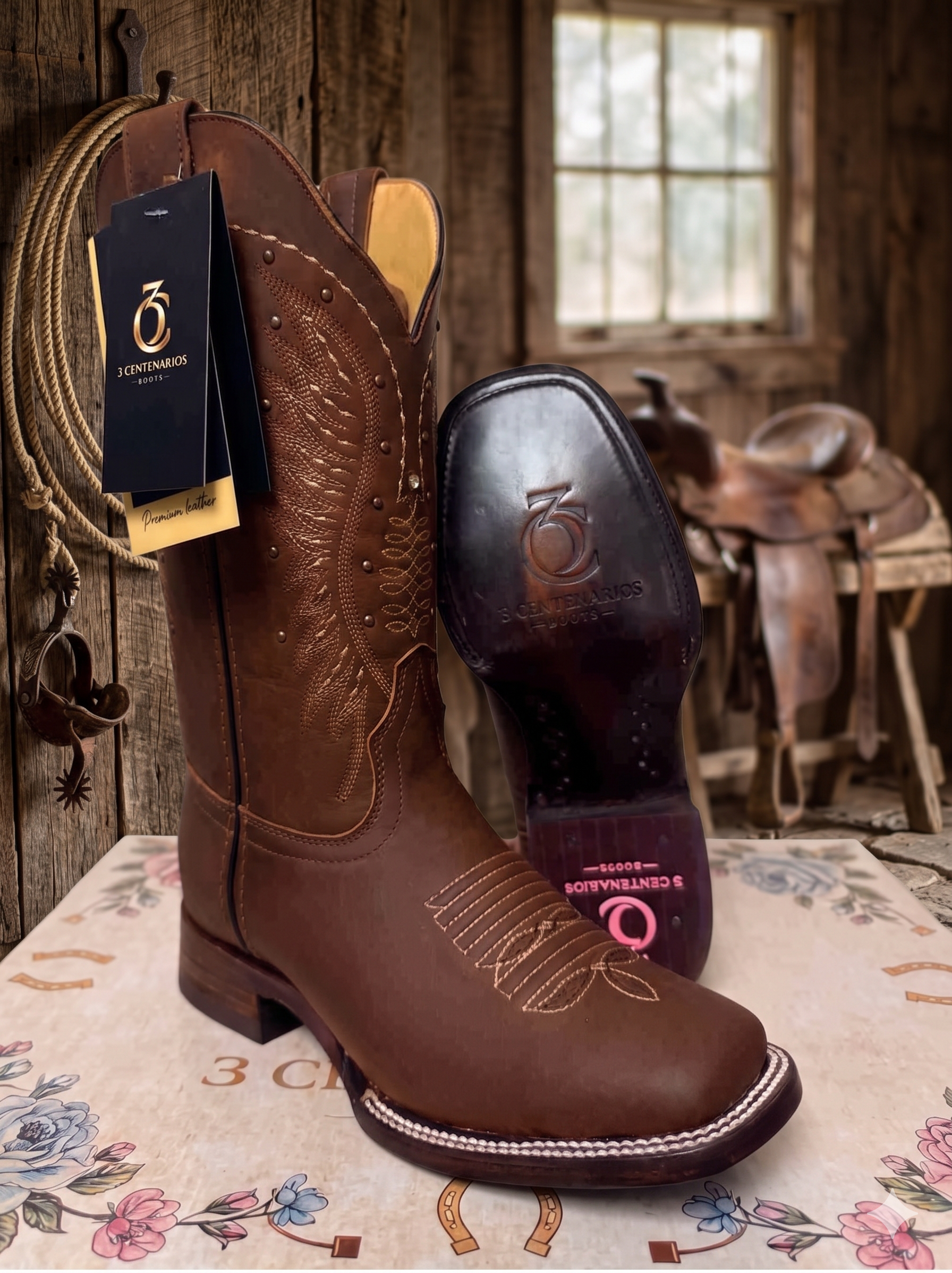 Bota de rodeo 7601 café claro