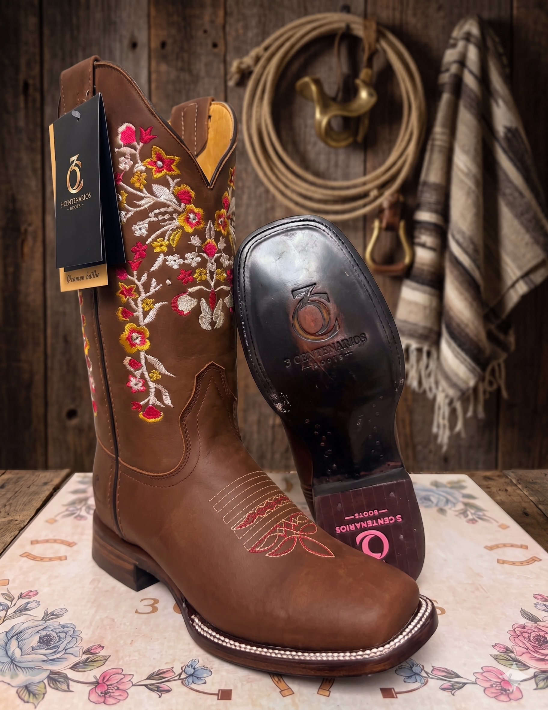 Bota de rodeo 7613 Marrón claro
